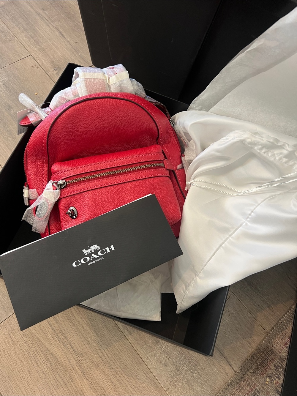 🍎 NWT Coach Campus Backpack 23 Polished Pebble Leather Red Apple Boxed 🍎